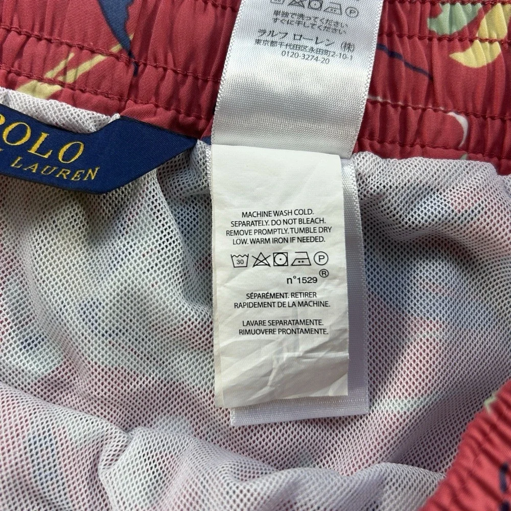 Polo Ralph Lauren Swim Trunks‎ Mens Large Red Floral Tropical Shorts Lined